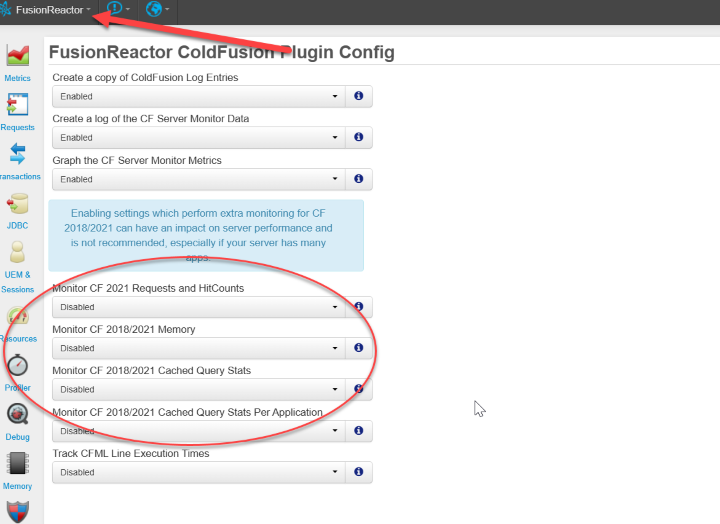 new FR 9.2.2 features to control CF monitoring