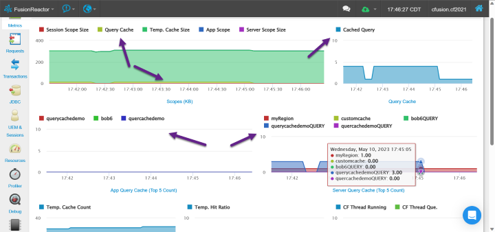 New FR 9.2.2 graphs of query caching per app