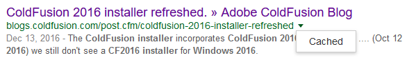 Image of Google search result showing cached option