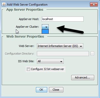 The CF web server config tool UI